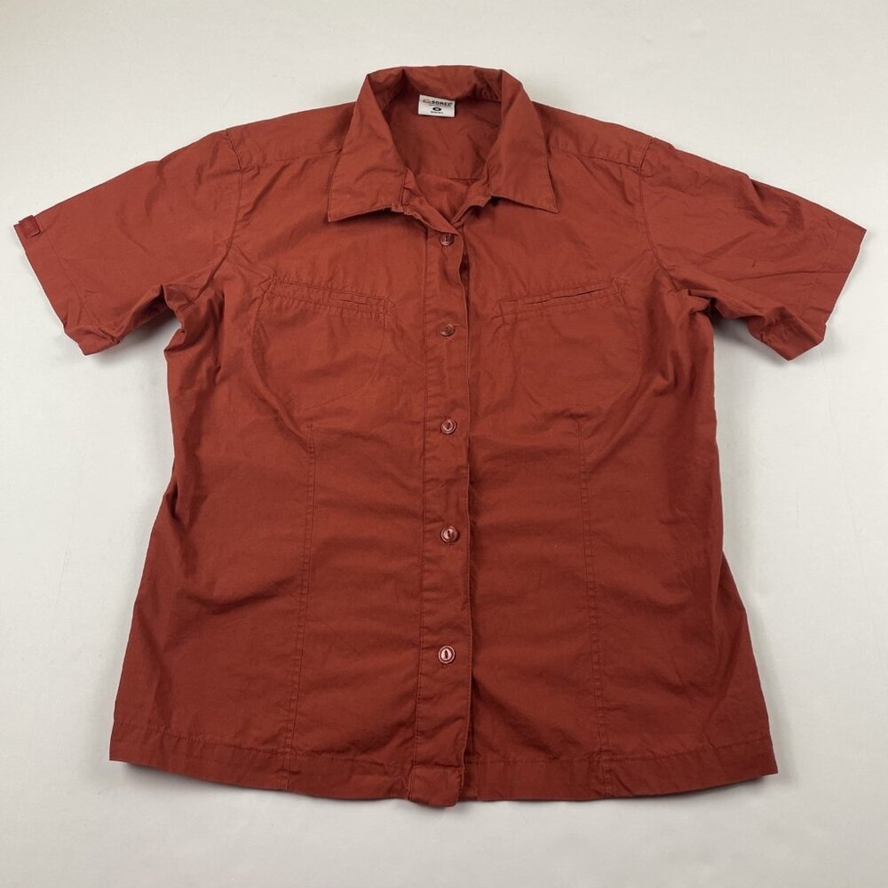 Sorel Button Up Shirt Women’s M Short Sleeve Cotton Red Outdoors Casual